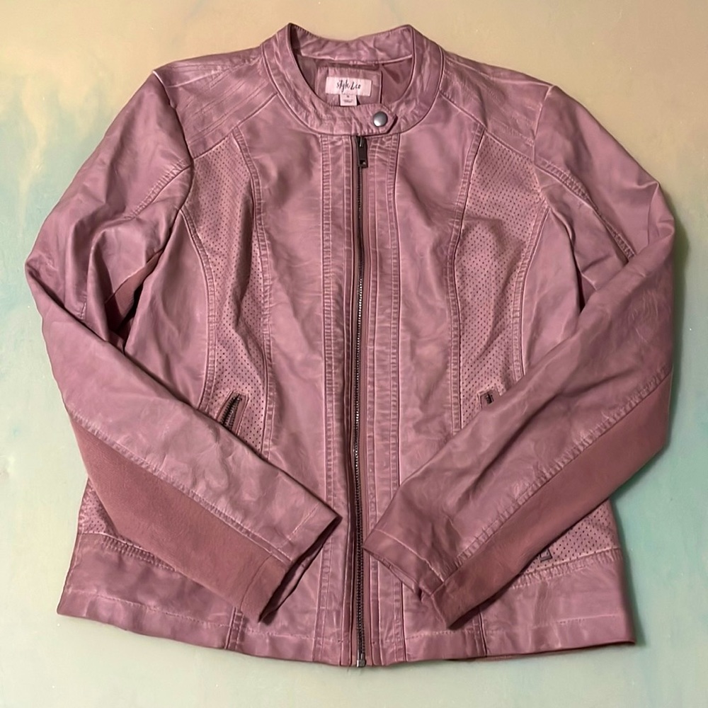 Style & Co, light washed rosy pink jacket, size M